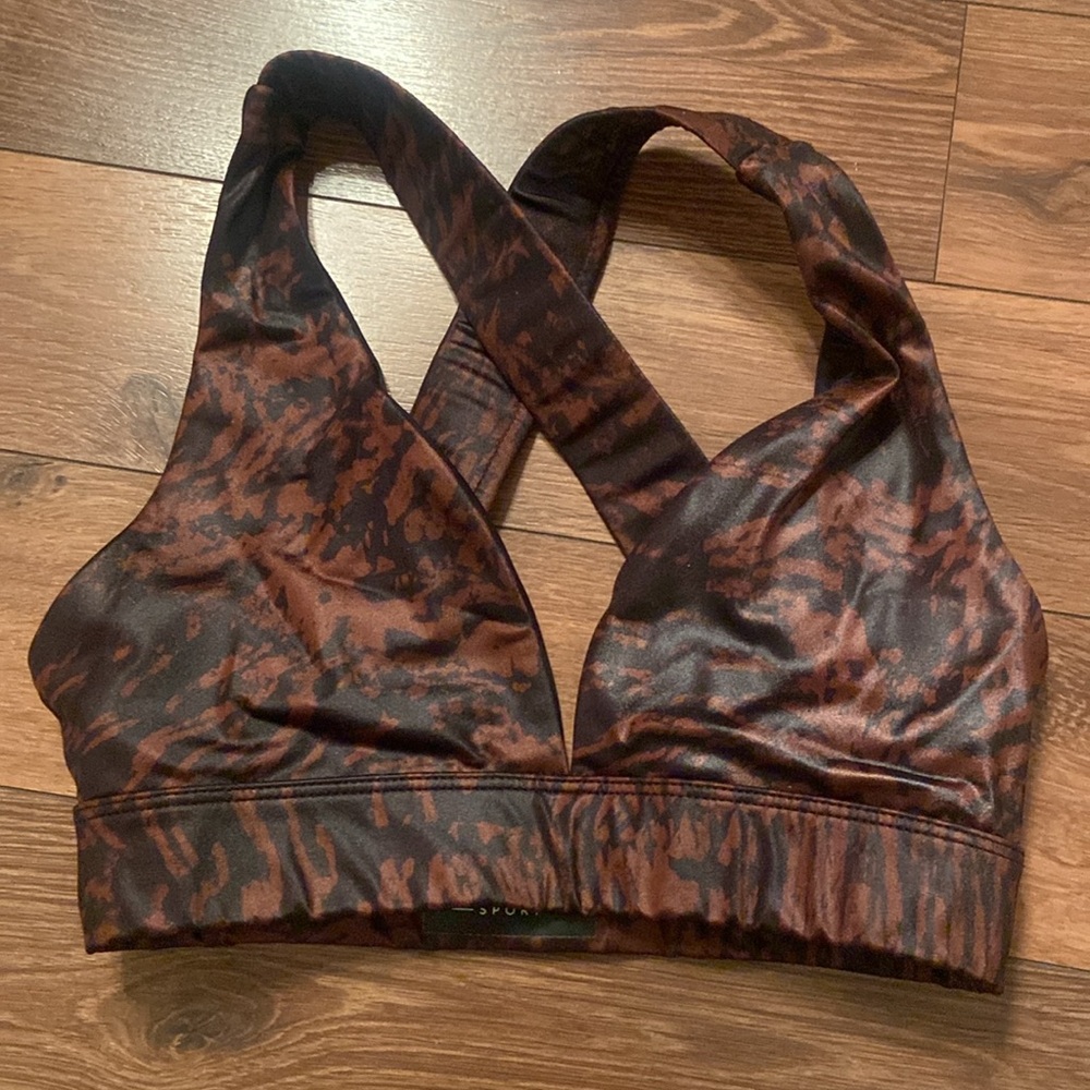 Beach Riot Women's Black and Brown Sports Bra